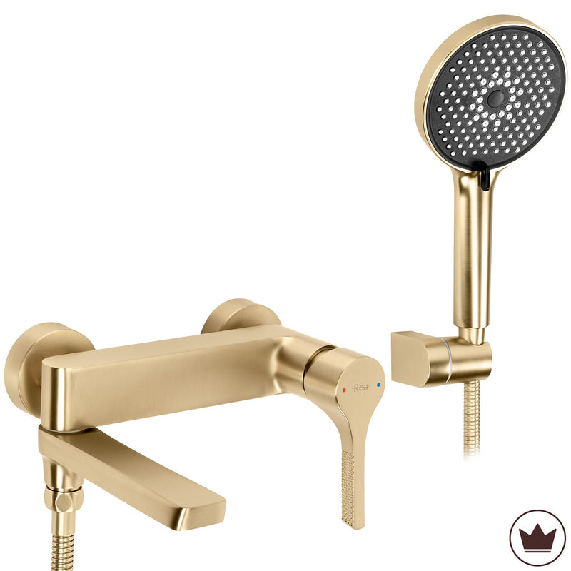 Baterie pentru cadă PREMIUM REA Maxim Brush Gold - Alamă, ABS - Auriu periat | SanitarePro