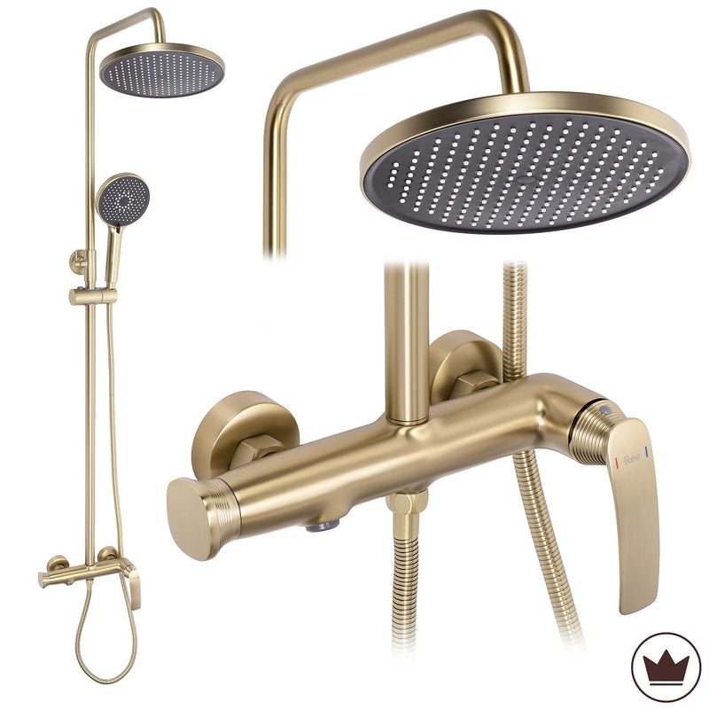 Set dus PREMIUM Rea Como M2 Brush Gold - Alamă, ABS - Auriu periat | SanitarePro