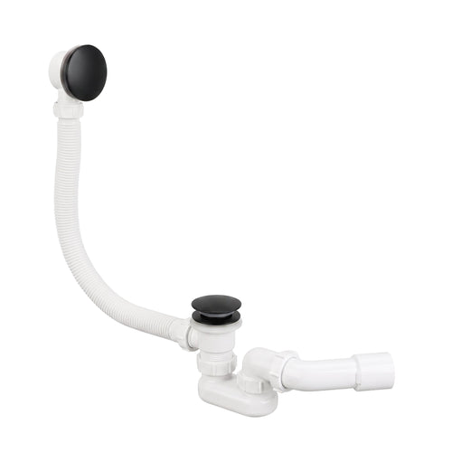 Sifon pentru cadă Rea cu ventil click-clack Black - alama, PVC - Negru | SanitarePro