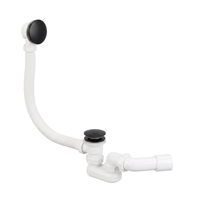 Sifon pentru cadă Rea cu ventil click-clack Black - alama, PVC - Negru | SanitarePro