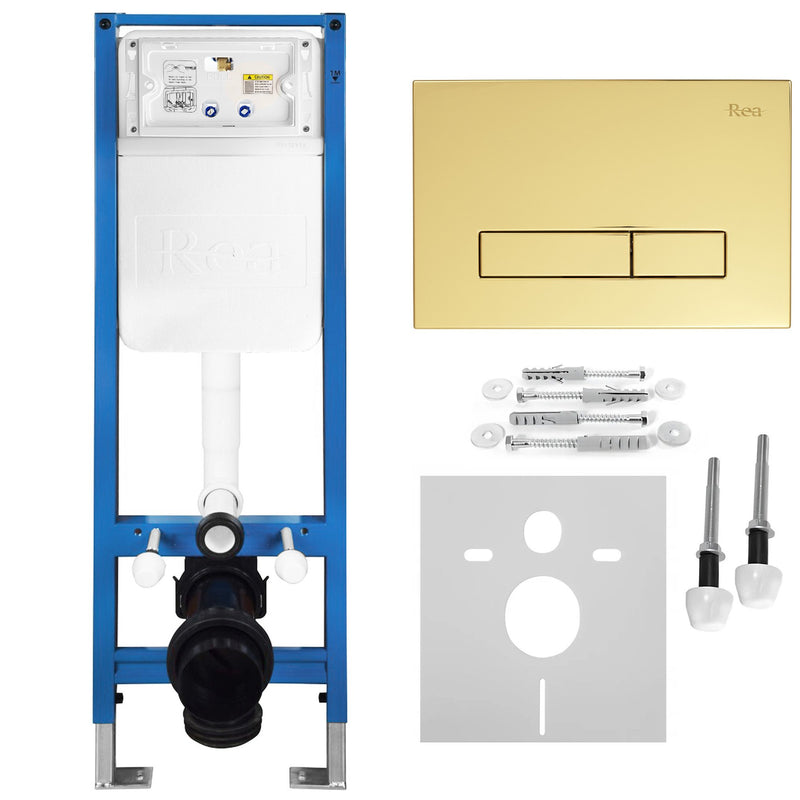 Set Cadru Îngropat Slim 024N pentru WC cu Buton HD Gold | SanitarePro