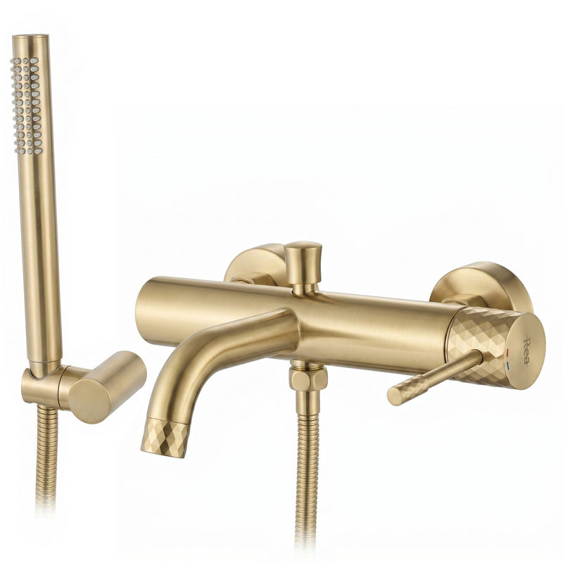 Baterie pentru cada Rea Lungo Diamond Brush Gold - Inox, Alamă - Auriu periat | SanitarePro