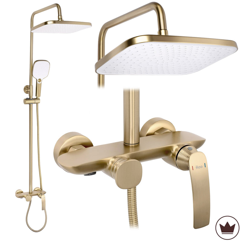 Set dus PREMIUM Rea Como M1 Brush Gold - Alamă, ABS - Auriu periat | SanitarePro