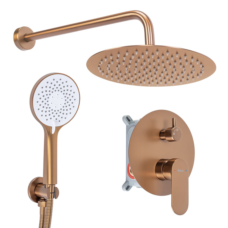 Set de dus incastrat Rea Drop Brush Copper + BOX - Aluminiu, Plastic, Alamă - Cupru periat | SanitarePro