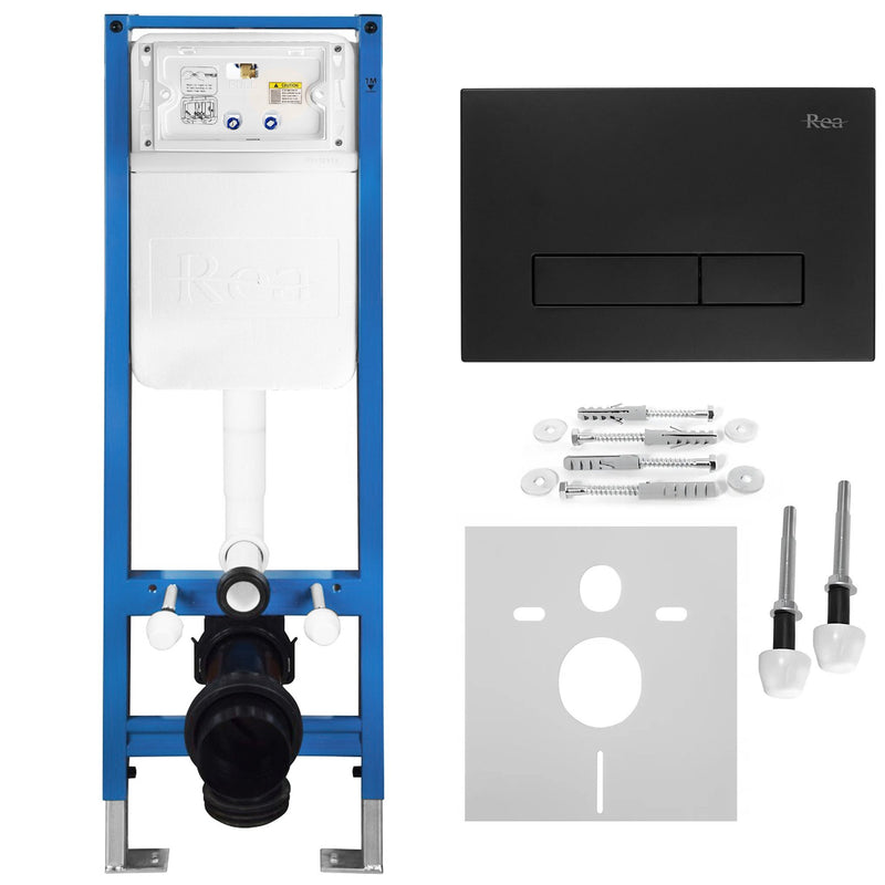 Set Cadru Îngropat Slim 024N pentru WC cu Buton HD Black | SanitarePro