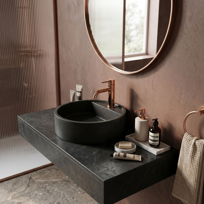 Baterie pentru lavoar Rea Lungo Copper Low - Alamă - Cupru | SanitarePro