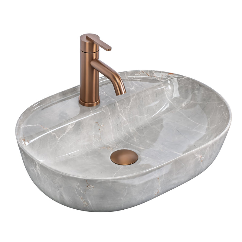 Lavoar pentru blat REA Aura 51 Kashmir - Ceramică sanitară - Gri, Model | SanitarePro