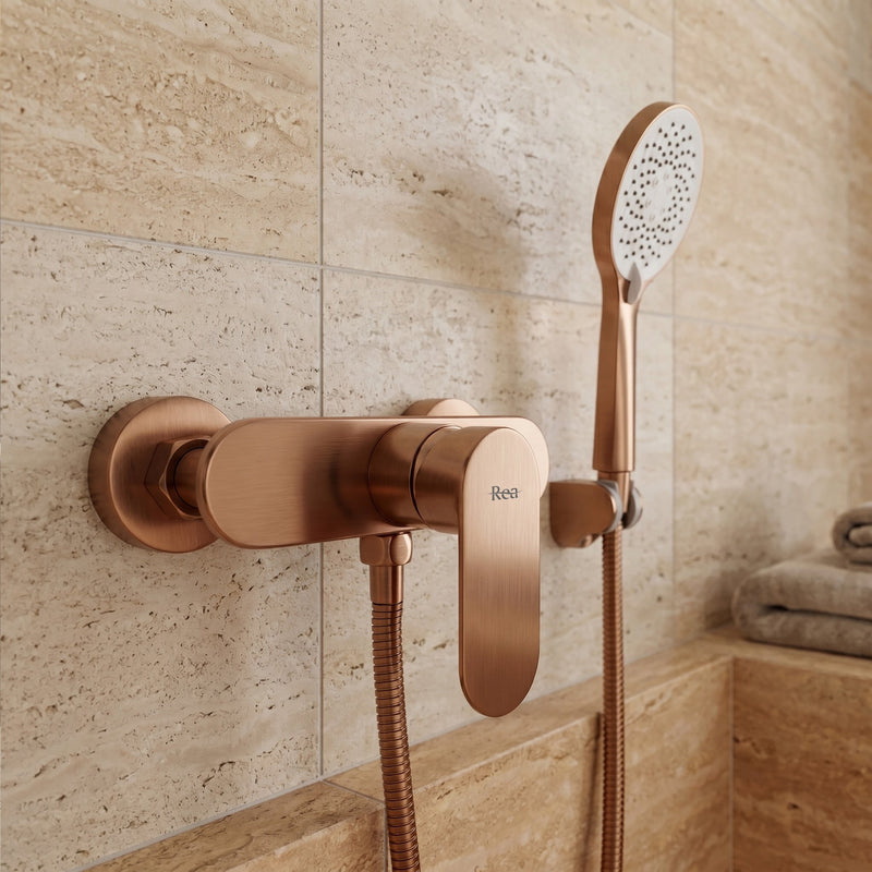 Baterie de duș REA DROP Brush Copper - Alamă, ABS - Cupru periat | SanitarePro