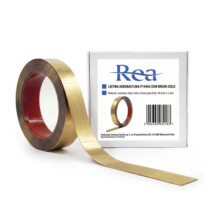 Bandă decorativă autoadezivă Rea P14454 2cm Brush Gold - Inox - Auriu periat | SanitarePro