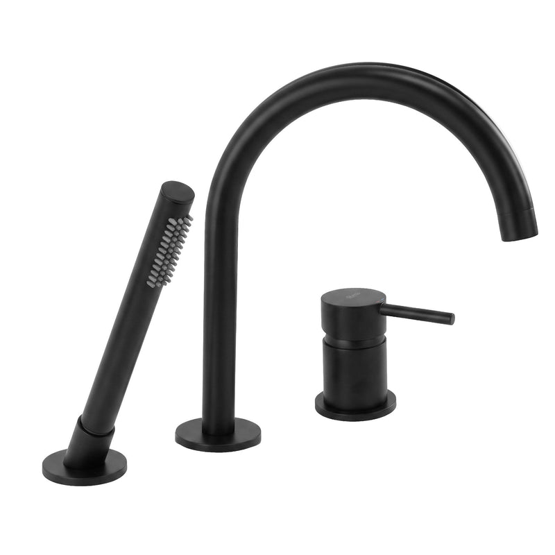 Baterie pentru Cadă cu 3 Orificii Rea Lungo Black - Alamă - Negru | SanitarePro