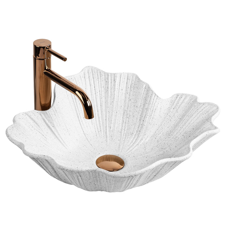 Lavoar pe blat Rea Flower - Artificial Stone (piatră compozită) - Alb, Imitație piatră | SanitarePro