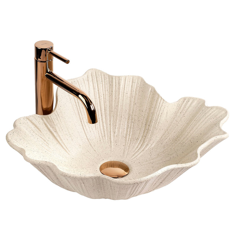 Lavoar pe blat Rea Flower Vanilla - Artificial Stone (piatră compozită) - Bej, Imitație piatră | SanitarePro