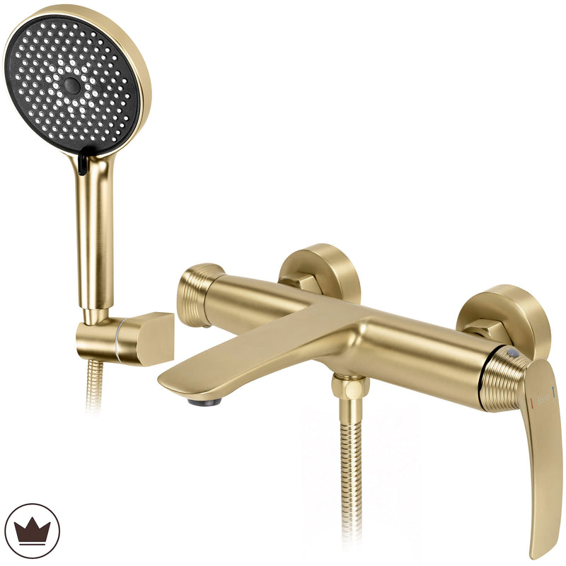 Baterie pentru cadă PREMIUM REA Como Brush Gold - Alamă, ABS - Auriu periat | SanitarePro