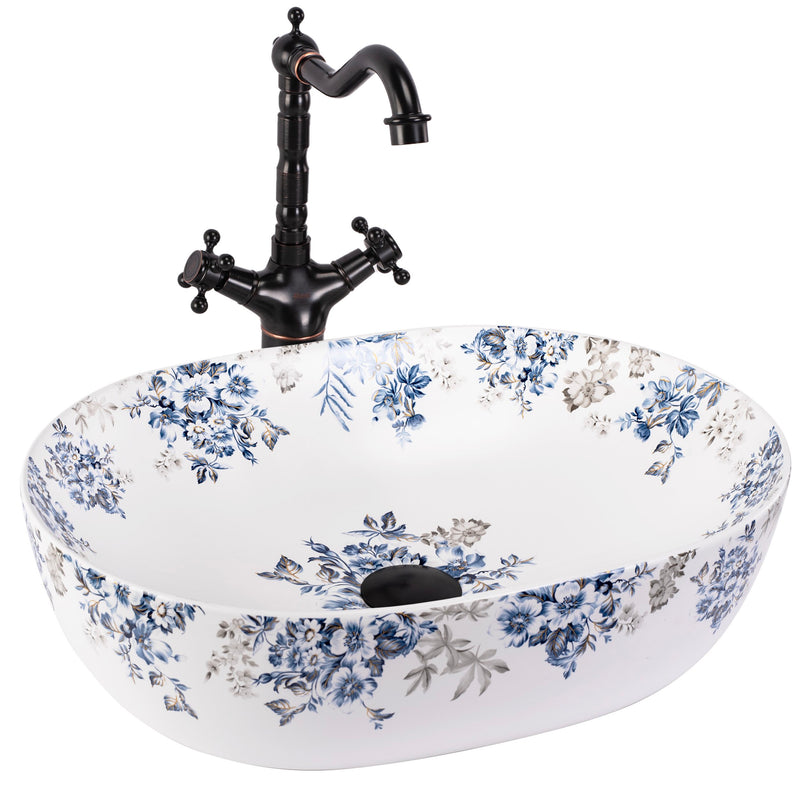 Lavoar pe blat Veronica Mat - Ceramică sanitară - Alb, Albastru, Model | SanitarePro