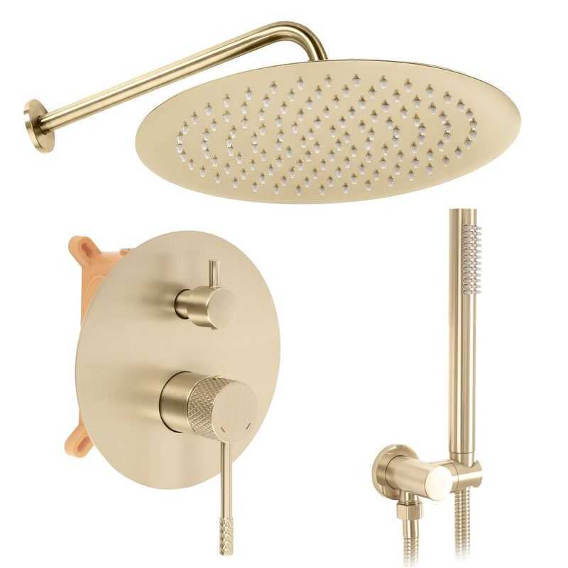 Set de dus incastrat Rea Venti Brush Gold + BOX - Alamă, ABS - Auriu periat | SanitarePro