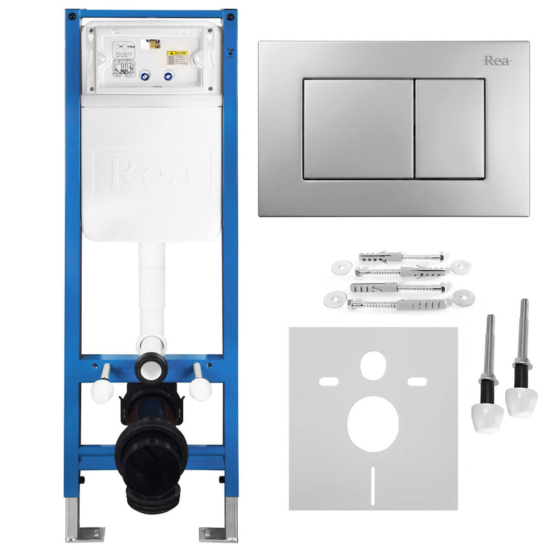 Set Cadru Îngropat Slim 024N pentru WC cu Buton J Satin | SanitarePro