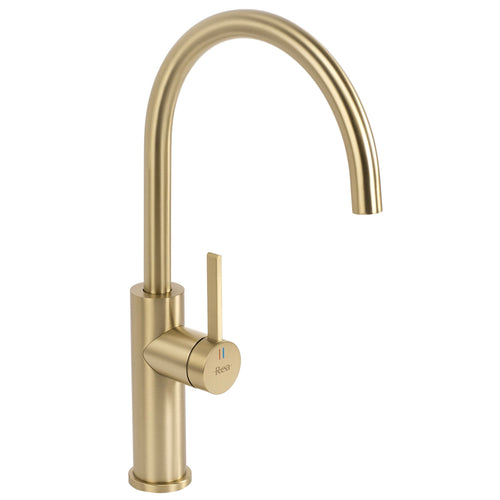 Baterie de bucătărie REA Rivo Brush Gold - Alamă - Auriu periat | SanitarePro