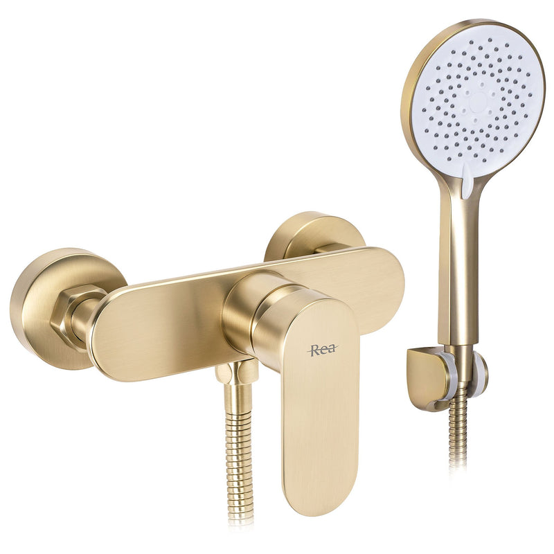 Baterie de duș REA DROP Brush Gold - Alamă, ABS - Auriu periat | SanitarePro
