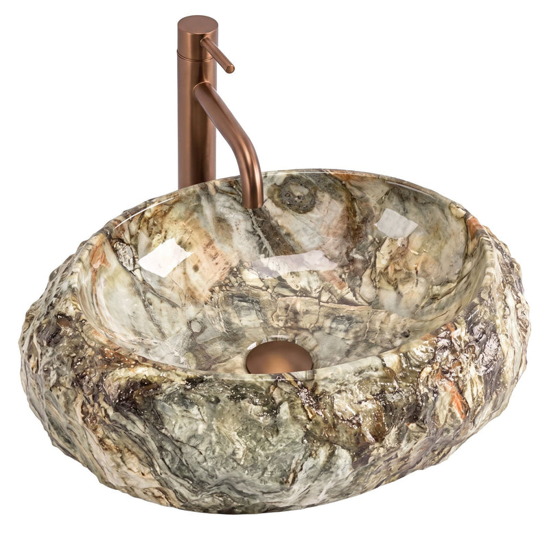 Lavoar pe blat Mika Canyon - Artificial Stone (piatră compozită) - Maro, Imitație piatră | SanitarePro