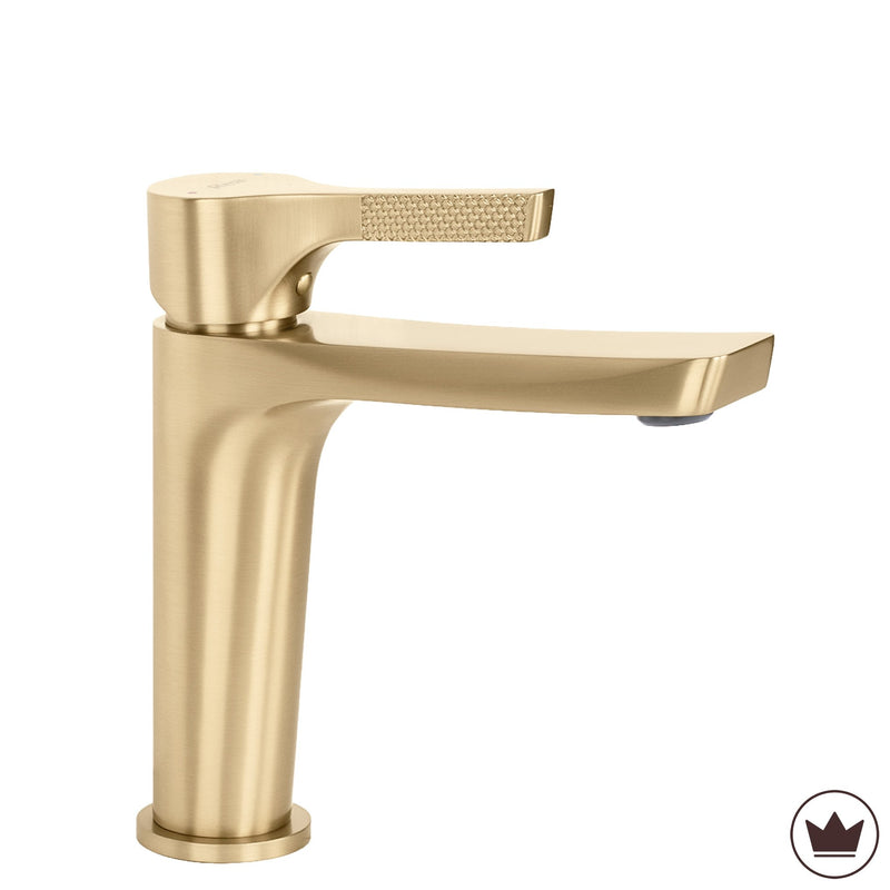 Baterie pentru baie PREMIUM Rea Maxim Brush Gold Low - Alamă - Auriu periat | SanitarePro