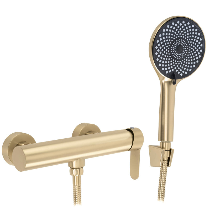 Baterie de duș REA Arcos Brush Gold - Inox, Alamă, ABS - Auriu periat | SanitarePro