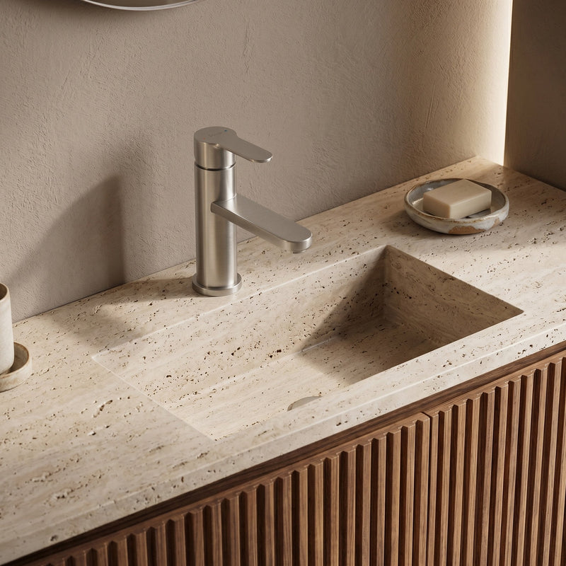 Baterie pentru baie Rea Arcos Brush Nickel - vedere laterală