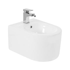 Bideu suspendat compact Fluminia, Roco, cu fixare ascunsa, alb