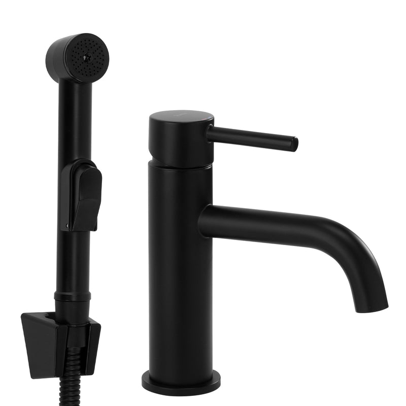 Baterie lavoar cu bidetta Rea Lungo Black - Alamă, ABS - Negru | SanitarePro