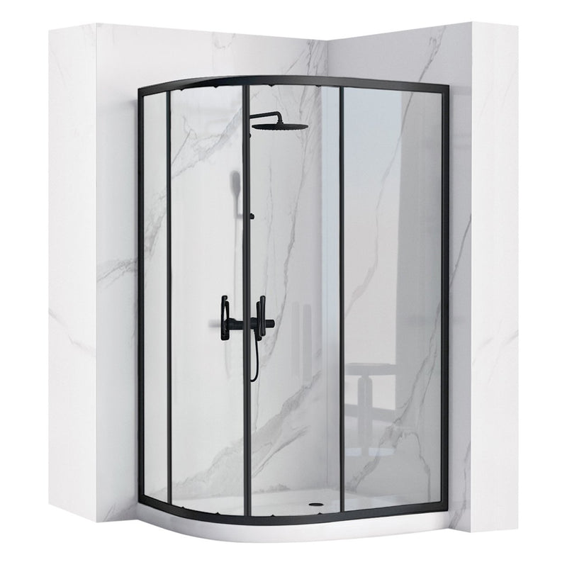 Cabina dus REA Look Black 80x100 + Cada de duș Look White