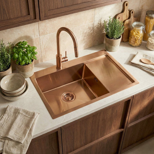 Chiuvetă inox Fin BRUSH COPPER - Oţel inoxidabil - Cupru periat | SanitarePro