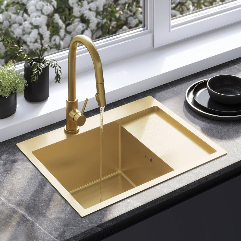 Chiuvetă inox Fin BRUSH GOLD - Oţel inoxidabil - Auriu periat | SanitarePro