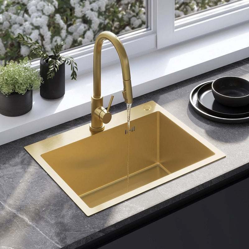 Chiuvetă inox Liam BRUSH GOLD - Oţel inoxidabil - Auriu periat | SanitarePro