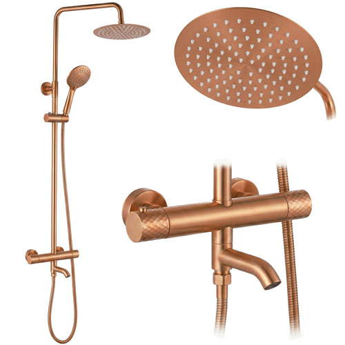 Coloana de dus cu termostat Lungo Diamond Copper Brush