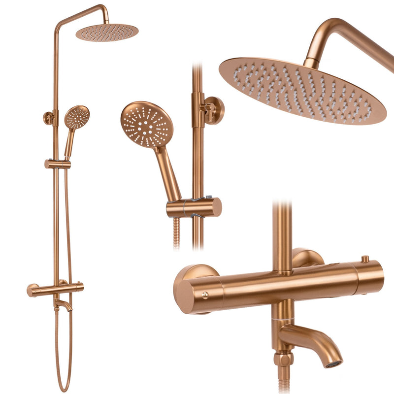 Coloana de dus cu termostat REA Lungo Copper Brush