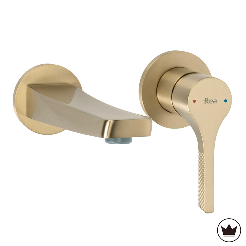 Baterie de lavoar încastrată REA Maxim Brush Gold + BOX - Inox, Alamă - Auriu periat | SanitarePro