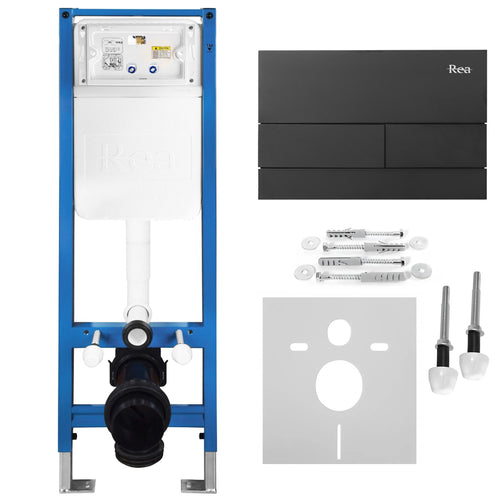 Set Cadru Îngropat Slim 024N pentru WC cu Buton T Black Matt | SanitarePro