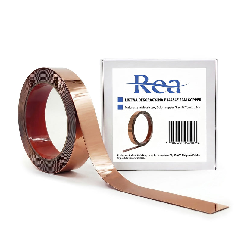 Bandă decorativă autoadezivă Rea P14454E 2cm Copper - Inox - Cupru | SanitarePro