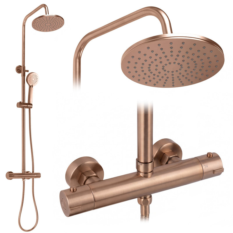 Set dus cu termostat Rea Parot Light Brush Copper - Alamă, ABS - Cupru periat | SanitarePro