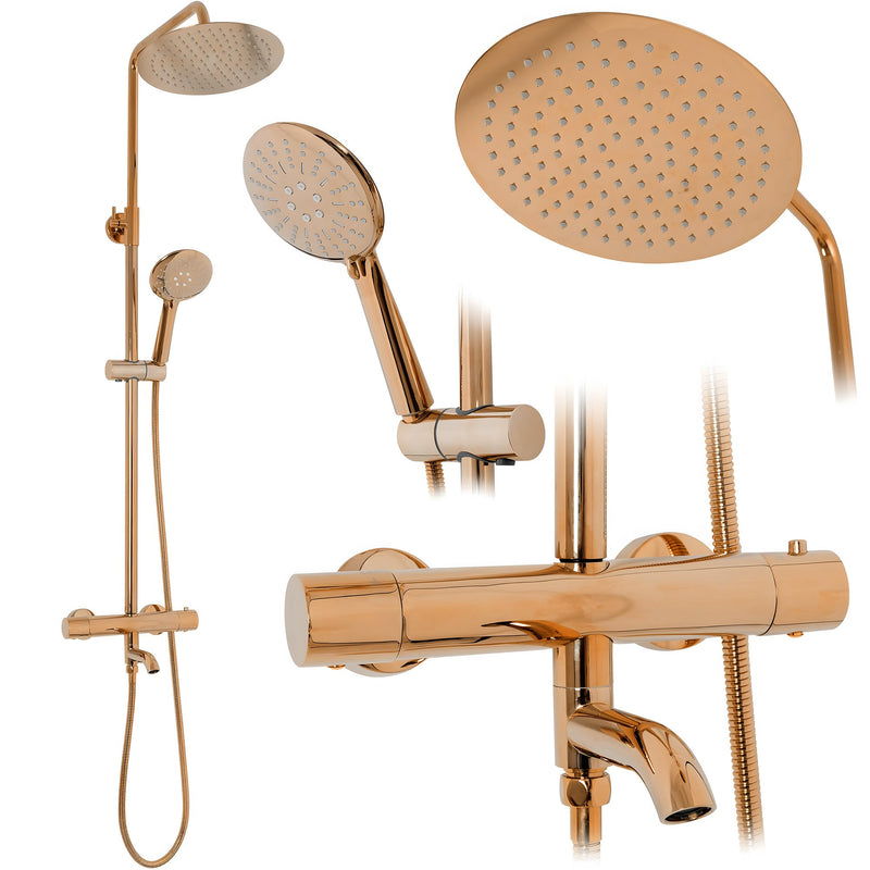 Coloana de dus cu termostat REA Lungo Copper - Alamă, ABS - Cupru | SanitarePro