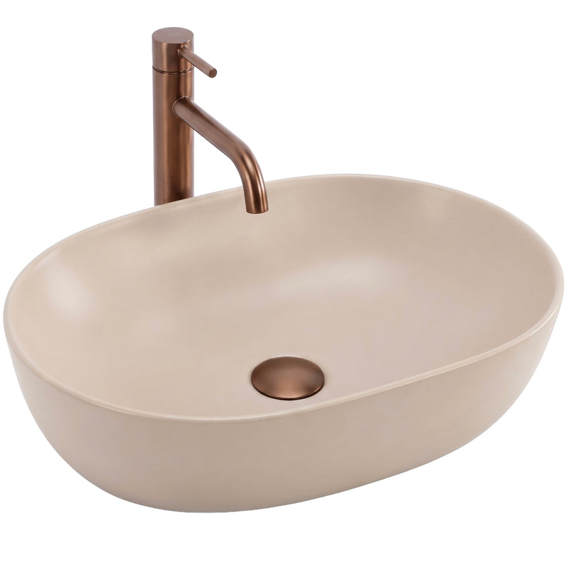 Lavoar pe Blat Rea Lisa Mocca Matt - Ceramică sanitară - Bej | SanitarePro