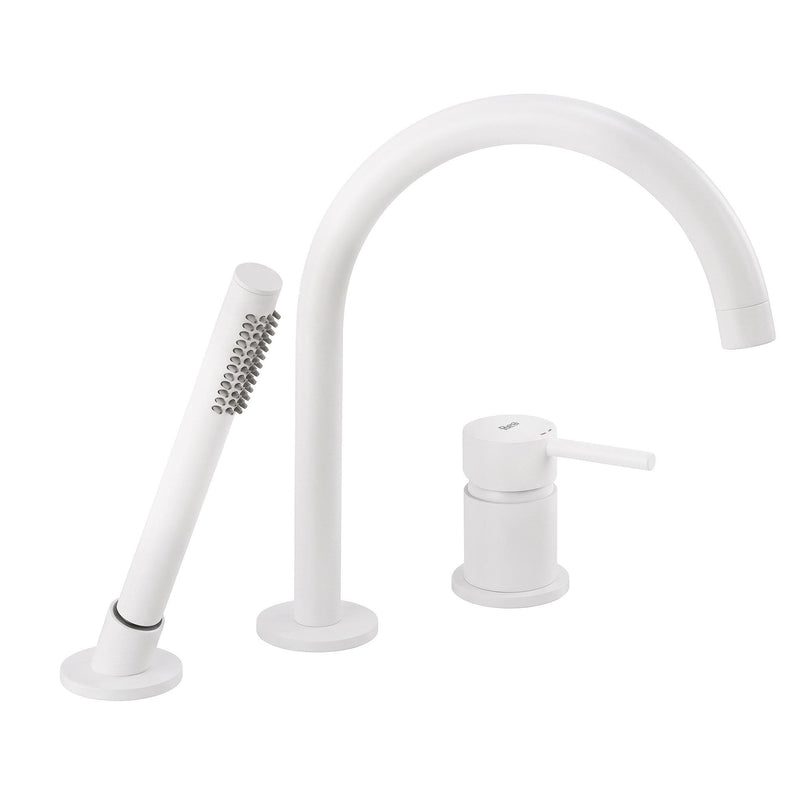Baterie pentru Cadă cu 3 Orificii Rea Lungo White - Alamă - Alb | SanitarePro