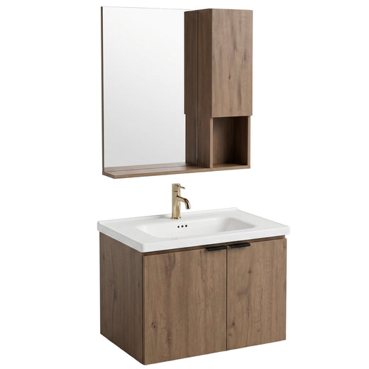 Set de mobilier pentru baie cu lavoar Nova DB06-60 60cm - Ceramică sanitară, Plastic - Maro | SanitarePro