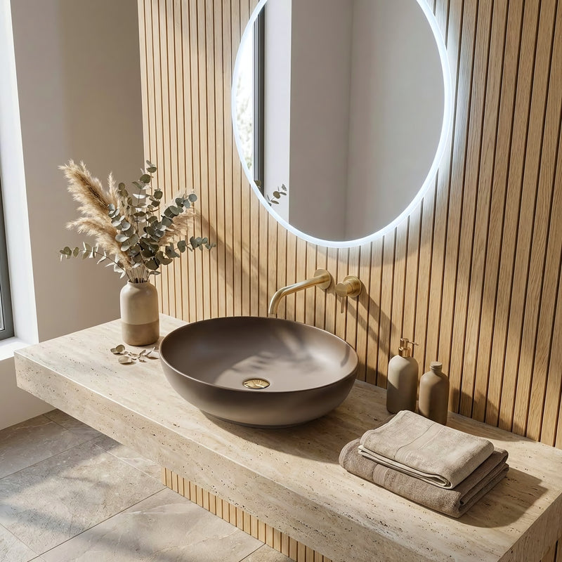 Lavoar pe blat Rea Carola Ombre - Ceramică sanitară - Bej, Maro | SanitarePro