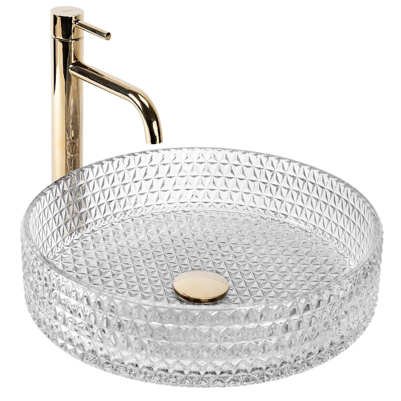 Lavoar pe blat Rea Cristal Transparent 39 - Sticla securizata - Transparent | SanitarePro
