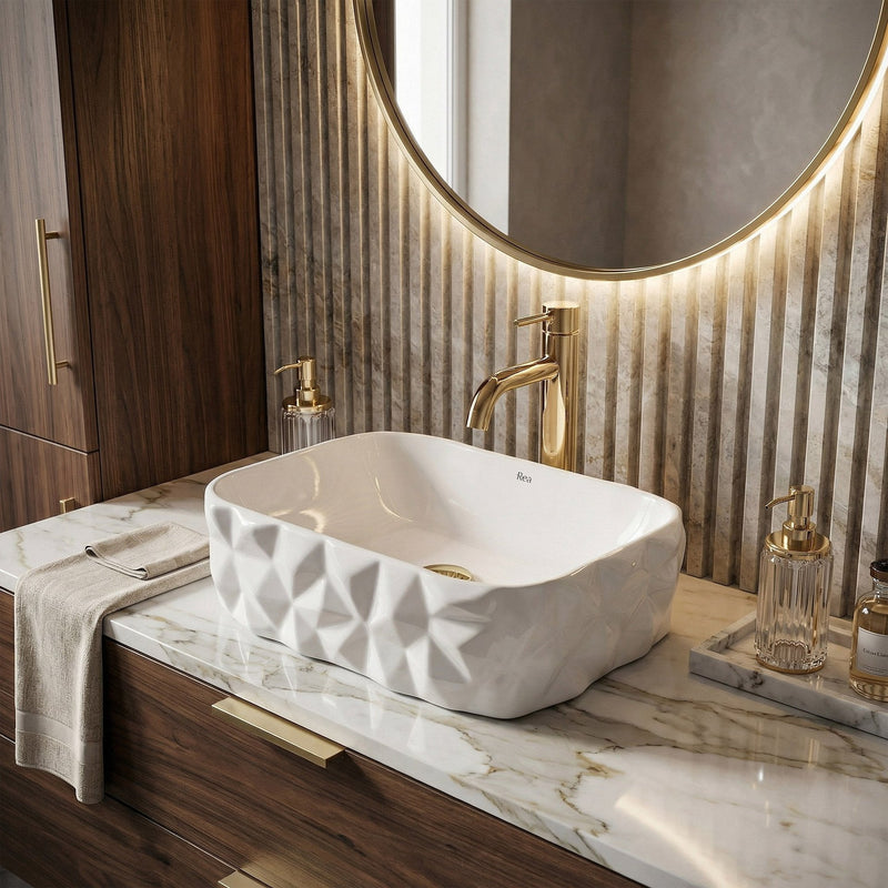 Lavoar pe blat Rea Zamia - Ceramică sanitară - Alb | SanitarePro