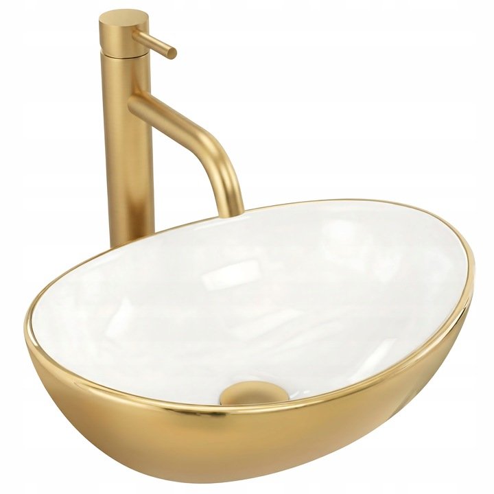 Lavoar pentru blat Basaro Sofia Gold / Alb
