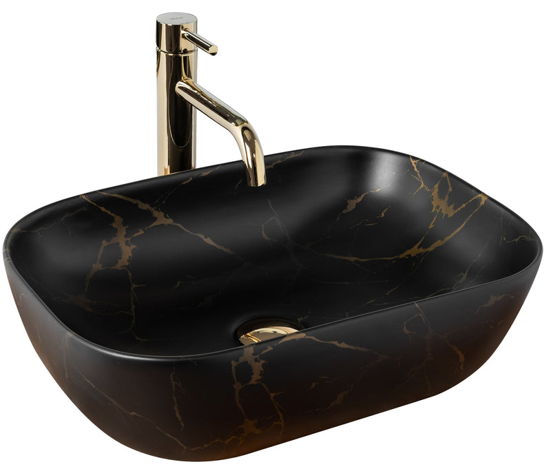 Lavoar pentru blat Rea Belinda Black Marble Mat