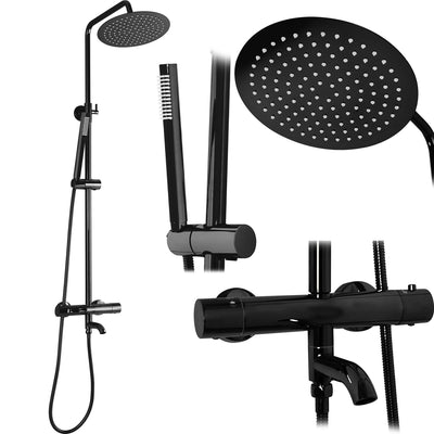 Set de dus cu termostat Lungo Black Metallic