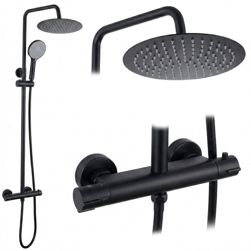 Set de duș fără pipă cu termostat Rea Lungo Black