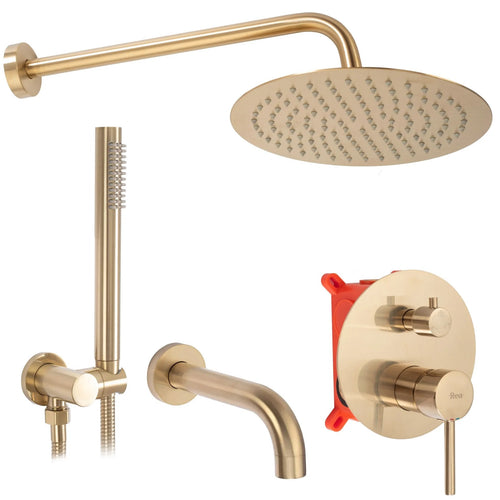 Set de duș incastrat Rea Lungo Brush Gold Auriu cu BOX